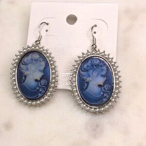 Blue Cameo Earrings